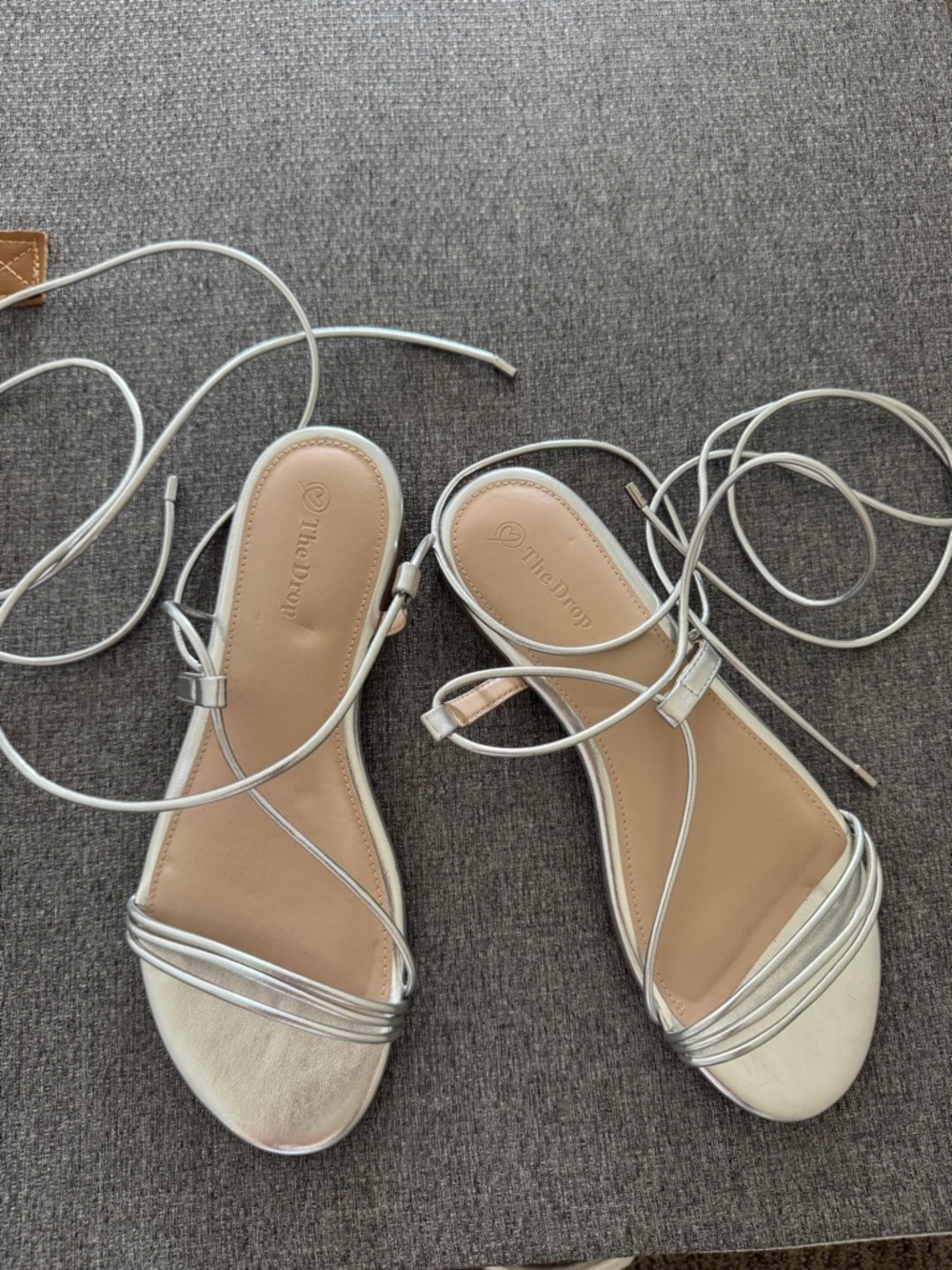 Women's Silver Strappy Lace-Up Sandals